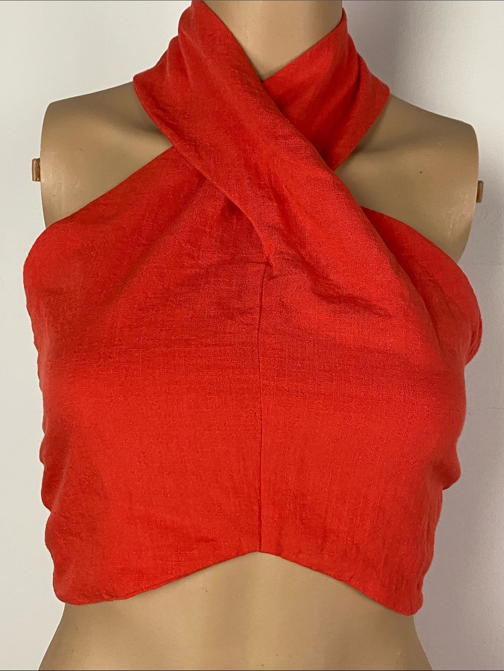 H&M Red High Cross-Neck Crop Top